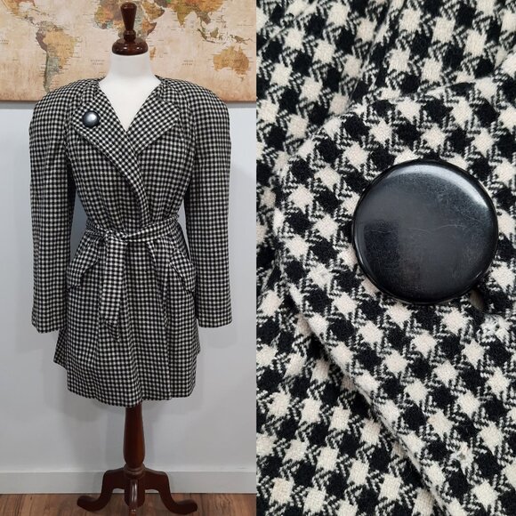 Vtg 50s unique wool gingham coat - Picture 1 of 10